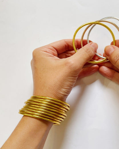 Pack 5 Pulseras Pan de Oro Fina