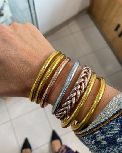 Pack 7 Pulseras Pan de Oro Clásica y Trenzada
