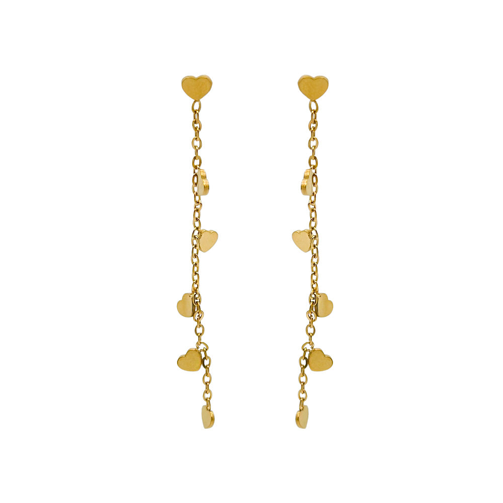 Pendientes de acero corazones oro