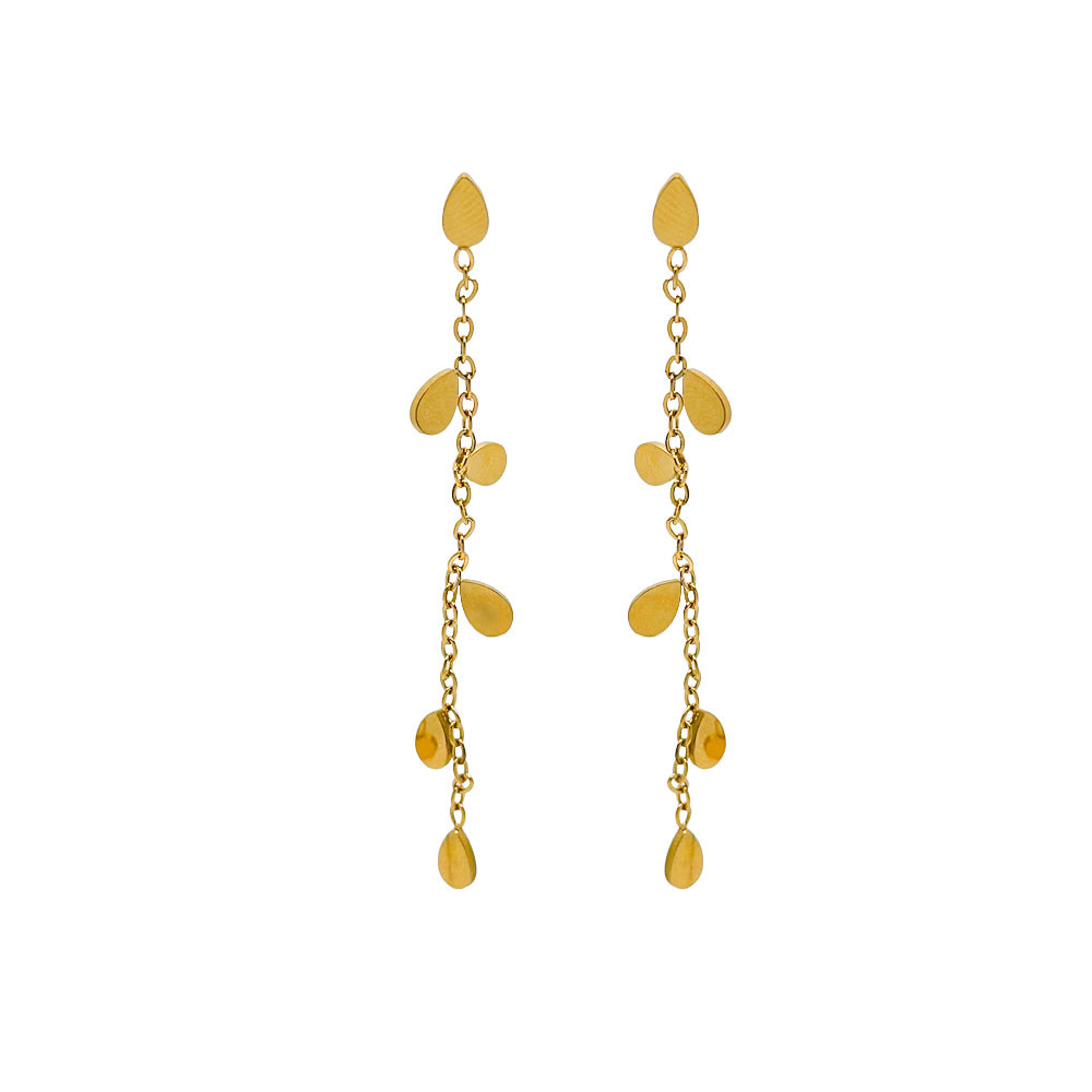 Pendientes de acero gotitas oro