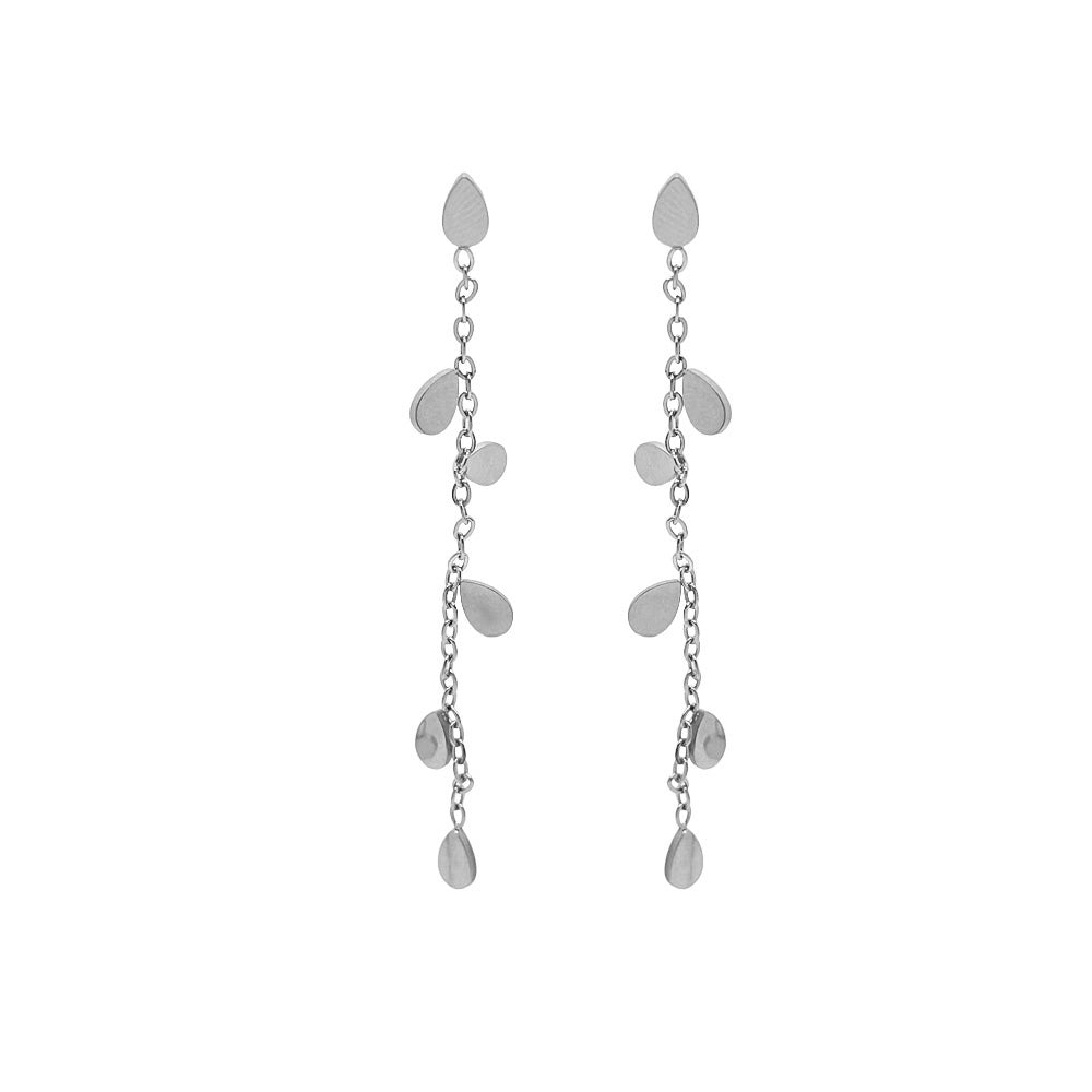 Pendientes de acero gotitas plata